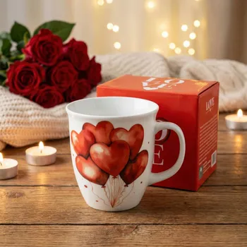 DUO porcelánový hrnek SRDCE BALONKY 1 650 ml