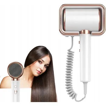 Fén Hotelový fén na vlasy nástěnný lehký se silným držákem 2000W bílo-zlatý