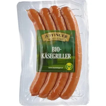 Hotové jídlo Juffinger bio Metzgerei Juffinger Sýrové grilovací párečky 200 g bio BIO Množství: 1 ks