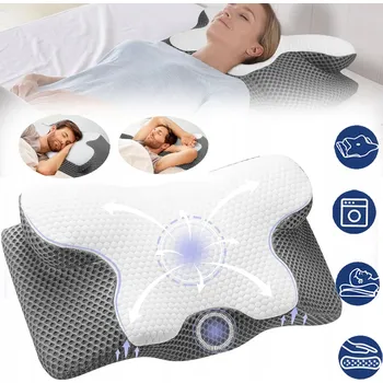 Polštář Ortopedický polštář na spaní paměťová pěna L modrý měkký