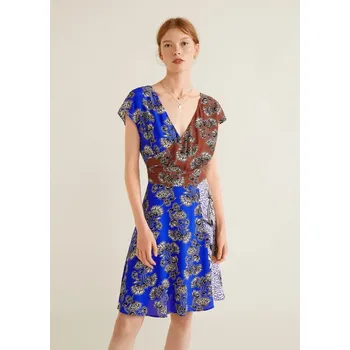 Dámské šaty MANGO VZOROVANÉ ŠATY ZAVINOVACÍ VÝSTŘIH (XS)