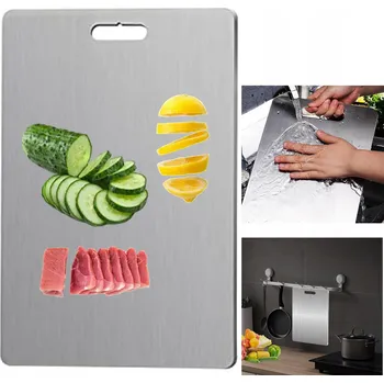 Kuchyňské prkénko PRKÉNKO NA KRÁJENÍ 36*25 CM OBOUSTRANNÉ NEREZOVÁ OCEL PRKÉNKO NA KRÁJENÍ MASA