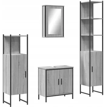 Koupelnový nábytek 4dílná sada koupelnového nábytku, šedý dub sonoma Lumarko!