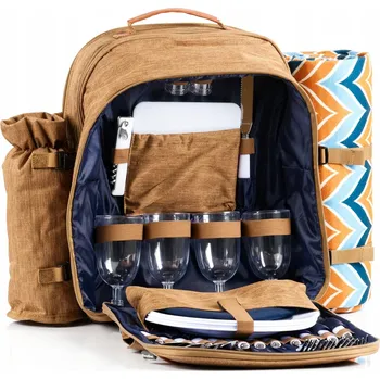 Městský batoh Batoh piknikový batoh pro 4 osoby, hnědý, polyester