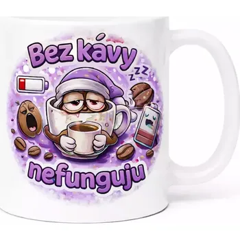 Hrnek s potiskem 330 ml bez kávy nefunguju fialový fialový CZ