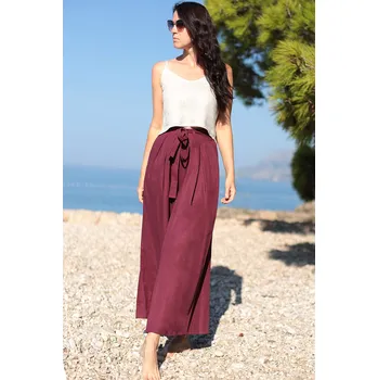 Dámské kalhoty Lotika 100% lněné kalhoty se širokými nohavicemi 982117