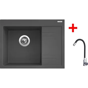 Granitový dřez Set Sinks RIM 650 L Titanium + Elasta nerez/černá