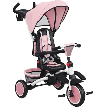 Dětská tříkolka AIYAPLAY dětská tříkolka, kočárek 6v1 na batolata, s vodicí rukojeť, nastavitelná sedačka, skládací provedení, bezpečnostní síť