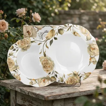 Porcelánové hluboké talíře DUO THE SECRET GARDEN ENGLISH ROSES 22 cm 2 ks