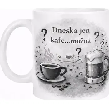 Hrnek s potiskem 330 ml možná kafe černý černý CZ