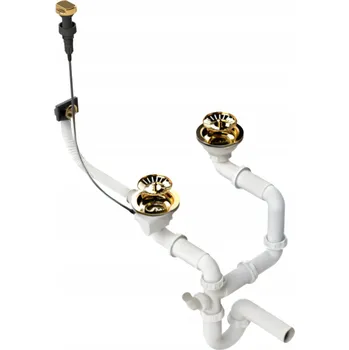 Sifon Sifon nástěnný dřezový 2-komorový automatický Zlatý 3,5"