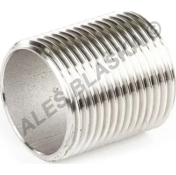 Instalatérský materiál Vsuvka nerezová jednoznačná (dvojnipl, nipl) NEREZ závitová, krátká - vnější závity - INOX - 1"x35 TYP309