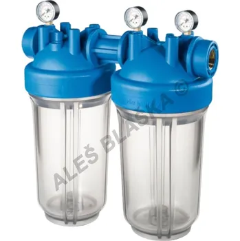 vodní filtr ATLAS FILTRI - Itálie | filtr DP BIG 10" DUO SENIOR M s manometry (filtr na vodu, vodní filtrace) - 1" filtr DP BIG SENIOR 10" DUO TS M