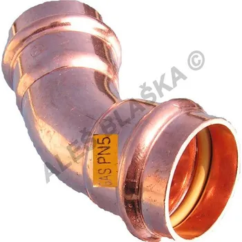 Instalatérský materiál EFFEBI - Itálie | CU měděný oblouk (koleno) 45° FxF , lisovací, PRESS, na měď trubky - 35mm CP.9041