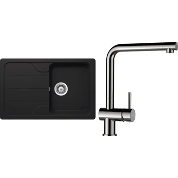 Kuchyňský dřez Set Schock S28-5 (dřez Formhaus D-100S Onyx + baterie Epos Nerezový vzhled)