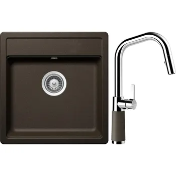 Kuchyňský dřez Set Schock S10-9 (dřez Mono N-100S Bronze + baterie SC-530.120 Bronze)