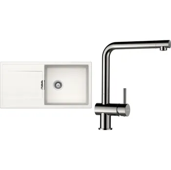 Kuchyňský dřez Set Schock S8-3 (dřez Mono D-100L Polaris + baterie Epos Nerezový vzhled)