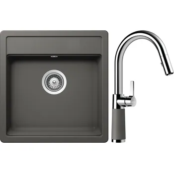 Kuchyňský dřez Set Schock S10-7 (dřez Mono N-100S Silverstone + baterie SC-520.120 Silverstone)