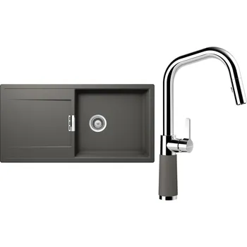 Kuchyňský dřez Set Schock S8-9 (dřez Mono D-100L Silverstone + baterie SC-530.120 Silverstone)