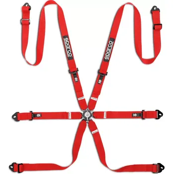 Auto-moto Závodní 6bodový pás Sparco Competition H-2 PD, homologace FIA červená