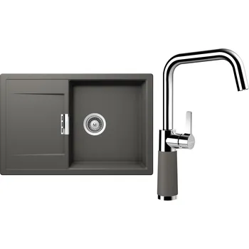 Granitový dřez Set Schock S6-8 (dřez Mono D-100 Silverstone + baterie SC-530 Silverstone)