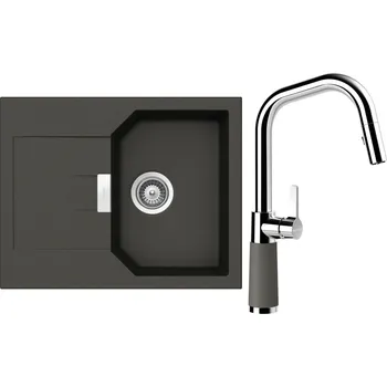 Kuchyňský dřez Set Schock S18-11 (dřez Manhattan D-100XS Asphalt + baterie SC-530.120 Asphalt)