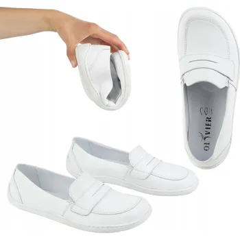 Dámské mokasíny Dámské barefoot kožené mokasíny minimalistické letní 1280 bílé 39