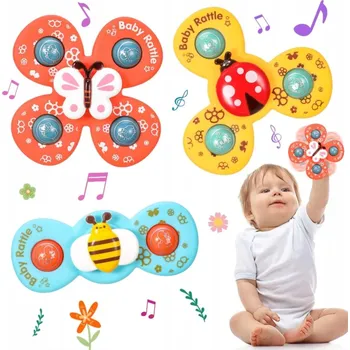 Hračka pro nejmenší FIDGET SPINNER SENZORICKÁ PŘÍSAVKA DO VANY 3 KS