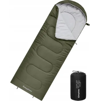 Spacák TURISTICKÝ SPACÁK PRO 3 SEZÓNY, POHODLNÝ 220x75 CM, POLYESTER 190T 70g/m2, ZELENÝ