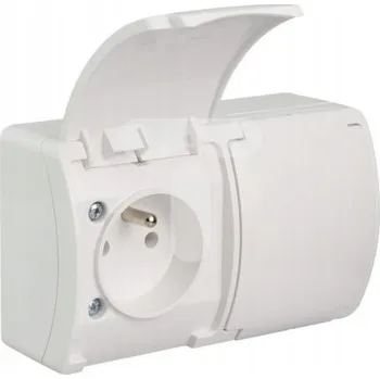 Elektrická zásuvka Elektrická zásuvka dvojitá, povrchová, voděodolná Elektro-Plast IP44 bílá