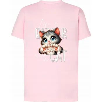 Dívčí tričko s kočkou a tlapkami ve tvaru srdce, světle růžové, Tup Tup, vel. 98/104