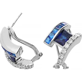 Souprava šperků MPM Dámské kruhové stříbrné náušnice 8252 - stříbrnomodré barvy