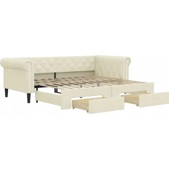 Postel Čalouněná jednolůžková postel VidaXL 90x200 cm, krémová