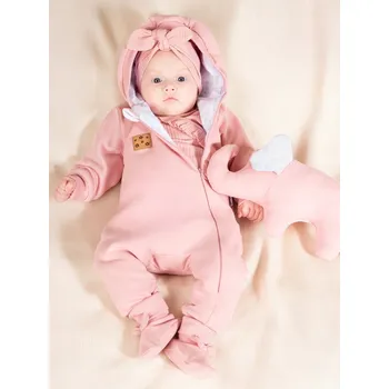 Kojenecký overall Dívčí kojenecká kombinéza overal teplákovina růžová Nelly Nicol