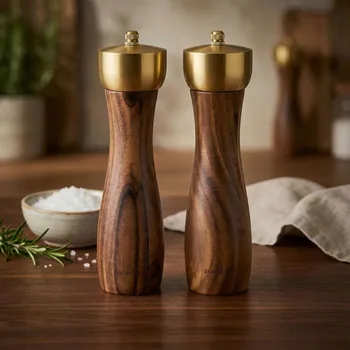 Mlýnek na koření Dřevěné ruční mlýnky na sůl a pepř STARKE PRO Epirus 2 ks