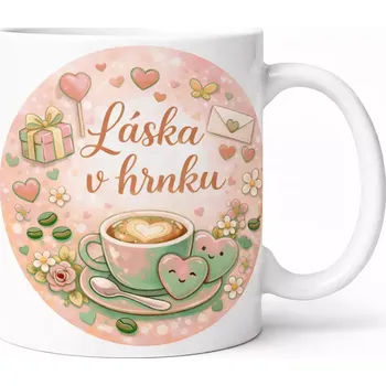 Hrnek s potiskem 330 ml láska v hrnku zelený zelený CZ