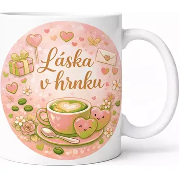 Hrnek s potiskem 330 ml láska v hrnku okrový okrový CZ