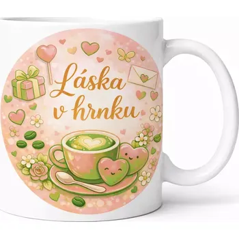 Hrnek s potiskem 330 ml láska v hrnku růžovozelený růžovozelený CZ