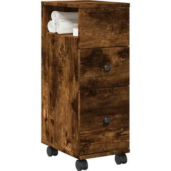 Komoda Úzká koupelnová skříňka na kolečkách, kouřový dub
