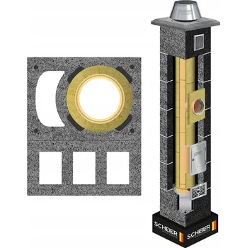 Komín Systémový komín Scheier, komínový systém fi 180 6 m, zateplený komplet 49x60
