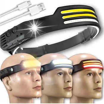 Čelovka Čelovka LED COB bílá + červená, senzor pohybu, aku nabíjení přes USB