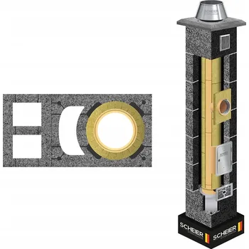 Komín Komínový systém Scheier komínový systém průměr 200 mm, 5 m sada, izolovaný, 36x73 cm