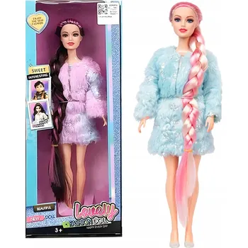 Panenka PANENKA MODELKA S KOŽEŠINOU A MÓDNÍM OBLEČENÍM, BAREVNÉ VLASY