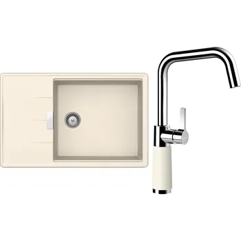 Kuchyňský dřez Set Schock S17-8 (dřez Tia D-100LS Magnolia + baterie SC-530 Magnolia)