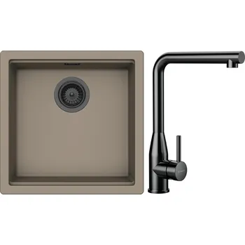 Kuchyňský dřez Set Schock S31-15 (dřez Kiruna N-100 Twilight + baterie Keto Gunmetal brushed + komponenty Gunmetal brushed)