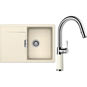 Granitový dřez Set Schock S5-7 (dřez Mono D-100S Magnolia + baterie SC-520.120 Magnolia)