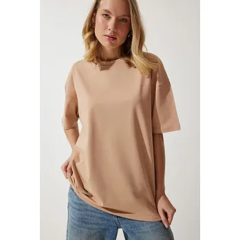 Dámské tričko Tričko Happiness Istanbul Beige 1030568 40