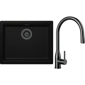 Kuchyňský dřez Set Schock S32-10 (dřez Kiruna N-100L Night + baterie Kavus.120 Gunmetal brushed + komponenty Gunmetal brushed)