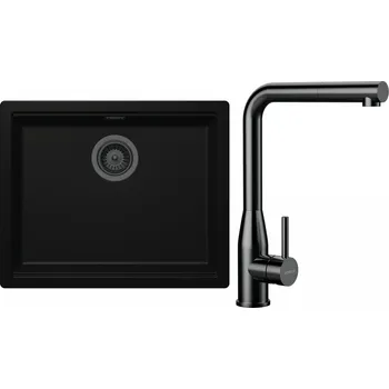 Granitový dřez Set Schock S32-20 (dřez Kiruna N-100L Night + baterie Keto.120 Gunmetal brushed + komponenty Gunmetal brushed)