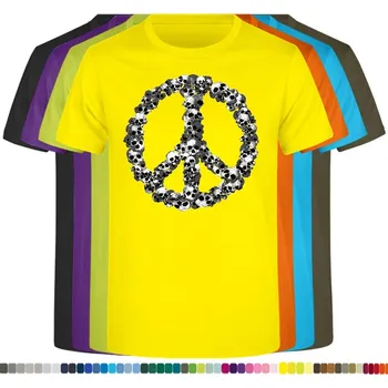 Pánské tričko panske-levne-bavlnene-tricko-digi-potisk-hipie-lebky Barva: Yellow - žlutá, velikost: XXL